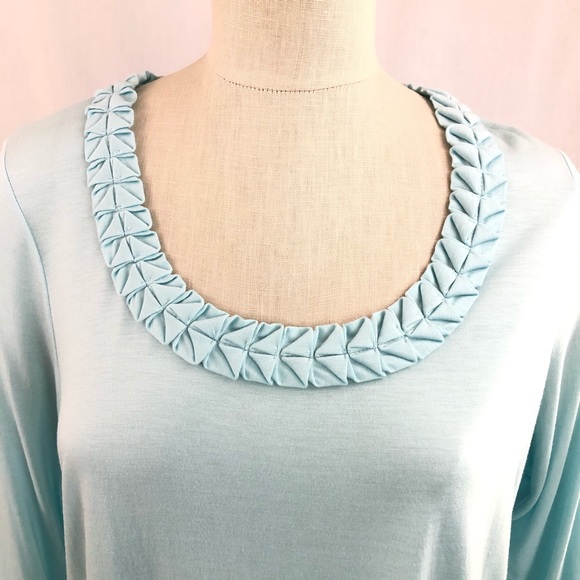 Talbots Top Rayon Blue Scoop neck 2X Petite 3/4 sleeves - Picture 4 of 10